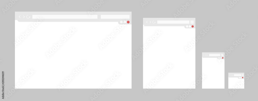 Poster web interface templates for different devices. screen, digital device, site, window. internet techno