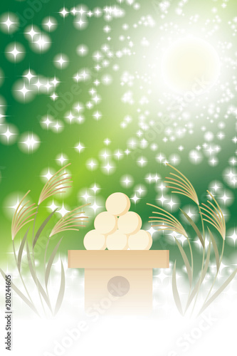 背景イラスト素材 お月見団子 伝統行事 満月 十五夜 光 キラキラ 無料 Background Wallpaper Vector Illustration Design Image Japan China Asia Free Size 背景 壁紙 ベクター イラスト デザイン 無料 無料素材 バックグラウンド フリー素材
