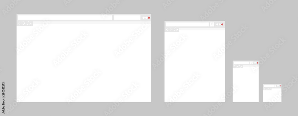 Poster blank web interface templates for different devices. screen, digital device, site, window. internet 