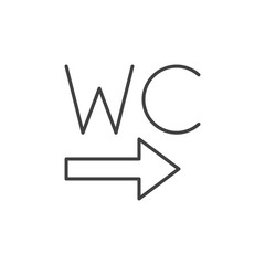 WC Toilet with arrow vector icon or symbol in thin line style