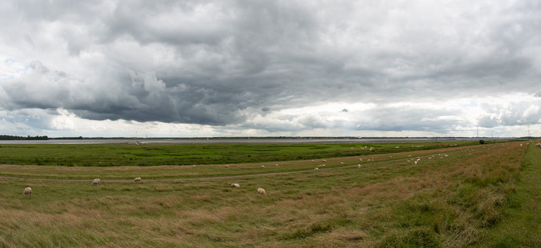 Rollwolke sammelt sich zu einem Unwetter am Himmel zusammen