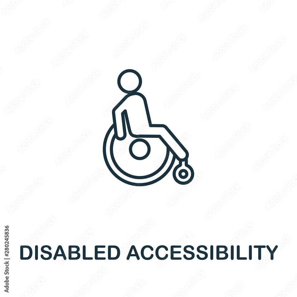 Poster disabled accessibility outline icon. thin style design from city elements icons collection. pixel pe