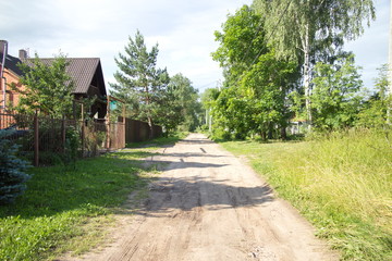 Rural dirt road on a summer day