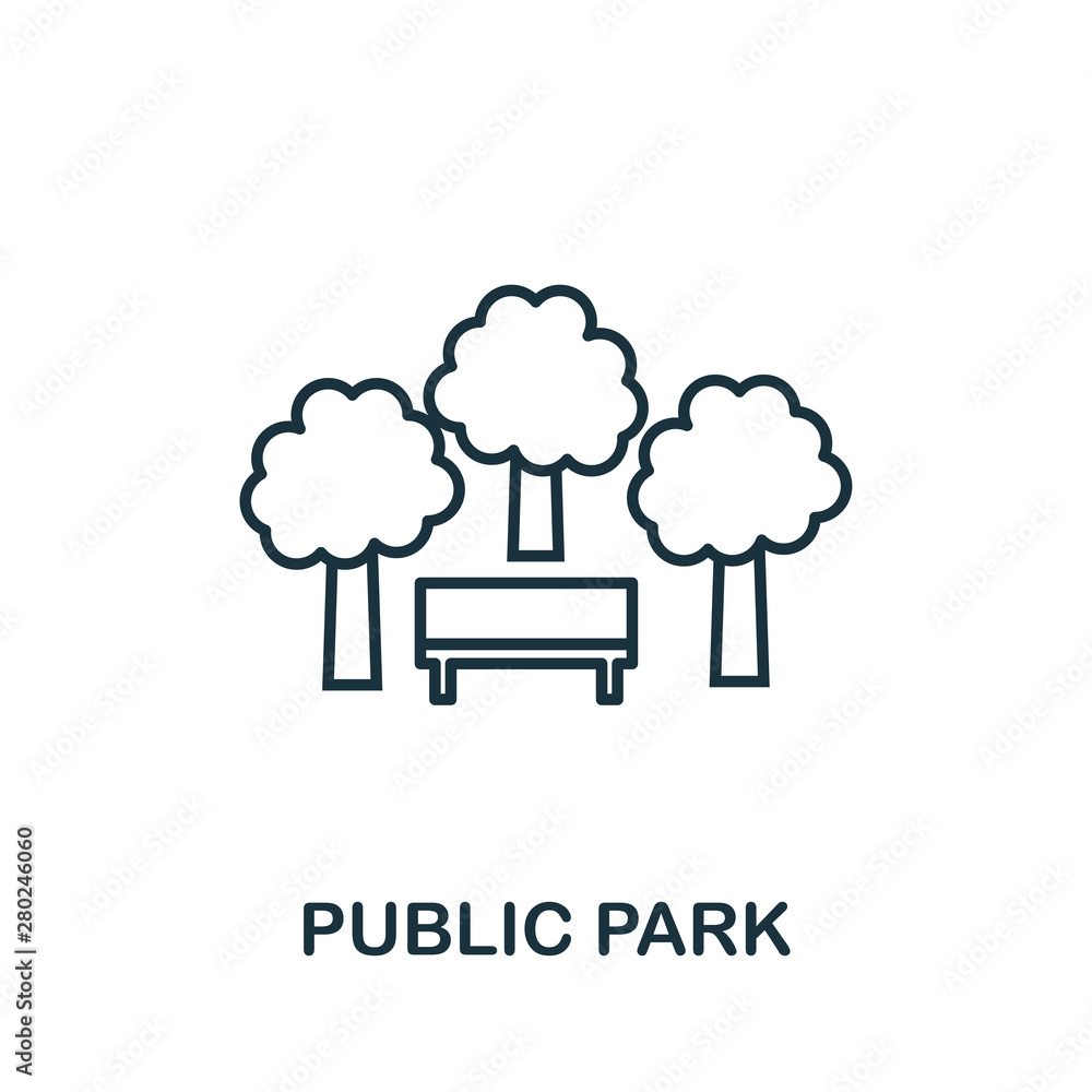 Poster public park outline icon. thin style design from city elements icons collection. pixel perfect symbo