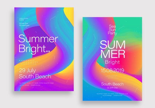 Flyer Layout with Bright Gradient 3D Elements
