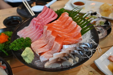 Sashimi set of Japan food on dish.