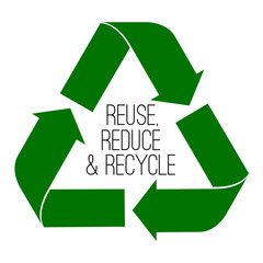 Obraz premium Isolated recycling symbol with text - Vector illustration