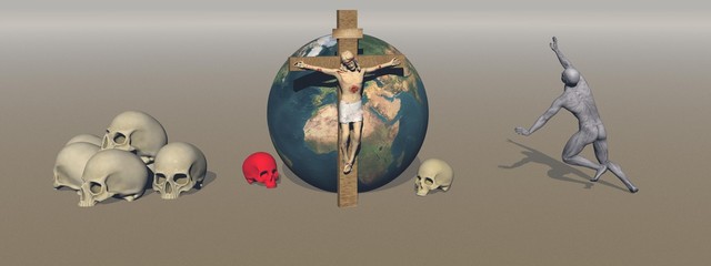 The crimes blood of religion in the world - 3d rendering