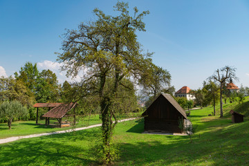 Fototapeta na wymiar Skofja Loka,Slovenia,12,2016;picturesque medieval scene of the Passion