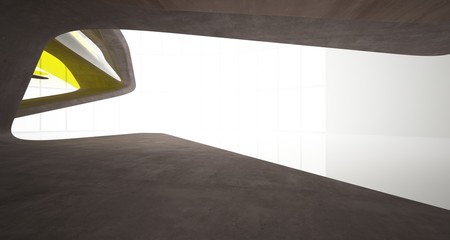 Abstract architectural smooth concrete interior of a minimalist house. 3D illustration and rendering.