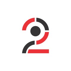 Number Two with circle logo design vector