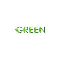 Letter GREEN with Leaf logo design vector