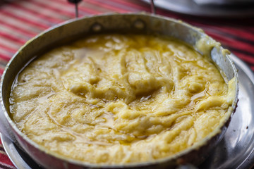 Close-up shoot of traditional turkish food with butter and cheese for breakfast time