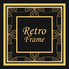 Classic vector square frame with ornate elements. Abstract modern art deco ornament with place for text. Vintage pattern