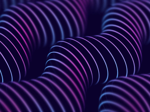 3D Sound waves. Abstract visualization of big data and artificial intelligence. Digital technology concept: futuristic background. Colored sound waves, audio equalizer. EPS 10 vector illustration.