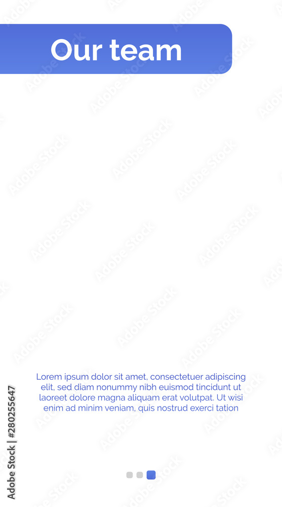 Poster mobile app interface template with left indigo header, sample text. mobile, screen, webpage. interne