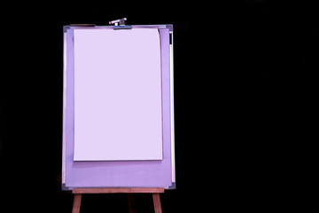 blank white board on black background