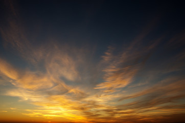 Vivid sky illuminated by the sunset