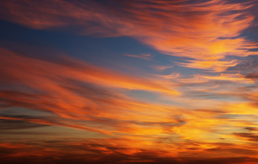 Vivid sky illuminated by the sunset