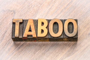 taboo word in letterpress wood type