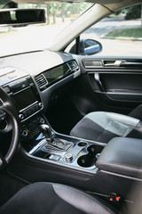interior of a car. middle console of the suv