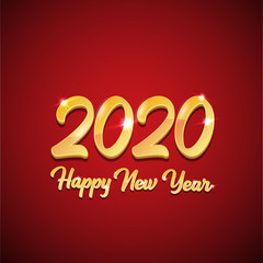 2020 Happy chinese new year of the Rat creative design background or greeting card. 2020 new year golden numbers on red
