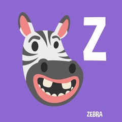Fototapeta na wymiar English Alphabet For Kids Letter Z Zebra