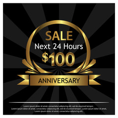 Anniversary sale banner. Vector illustration.