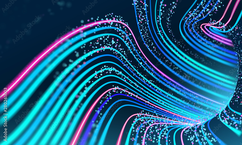 Poster cyber stream on dark background. motion vector illustration. information technology. cloud computing