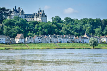 Obraz premium CHAUMONT CASTLE, FRANCE - JULY 07, 2017: Chaumont castle stands above the River Loire in a summer day at Chaumont castle, France on July 07, 2017