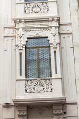 Art nouveau oriel on the facade of a building in Albacete. Spain
