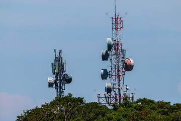 Large telecommunication masts in the jungle in the Philippines