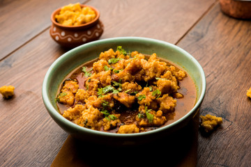 Home made mung dal masala vadi also known as Moong wadi or moongwadi or moongodi sabzi. It's a popular Maharashtrian recipe especially from Vidarbha region.