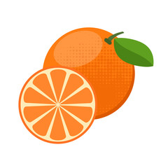 Orange fruit in flat style for design on white, stock vector illustration