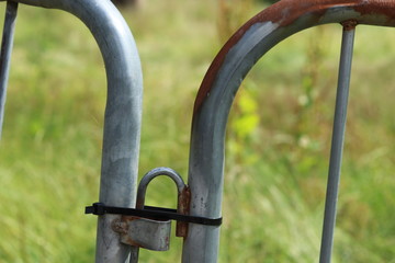 A rusty metal safety barrier 