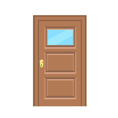 Wooden door flat style for design on white, stock vector illustration