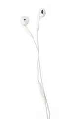 white earphones isolated on white background with clipping path