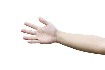 Man hand isolated on white background with clipping path
