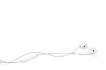 white earphones isolated on white background with clipping path