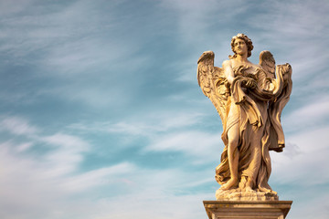 Angel statue by Bernini along Sant'Angelo bridge in Rome - 280266668