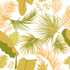 Fototapeta na wymiar Vector tropical seamless pattern in yellow colors.