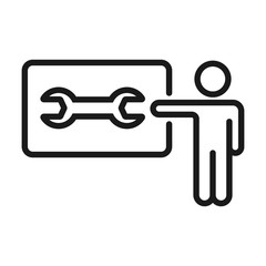 tech support conference - minimal line web icon. simple vector illustration. concept for infographic, website or app.