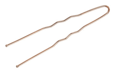 Metal hairpin isolated on white. Closeup