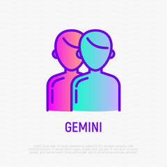 Gemini thin line icon.  Modern vector illustration of astrological sign for horoscope.
