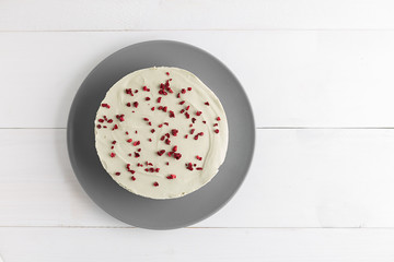 Matcha green tea cheesecake on white background