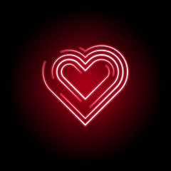 Heart icon in red neon style. Set of hearts illustration icons. Signs, symbols can be used for web, logo, mobile app, UI, UX