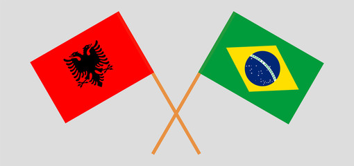 Albania and Brazil. Crossed Albanian and Brazilian flags