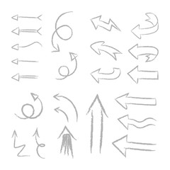 Hand drawn arrows set. Collection of arrow doodles.