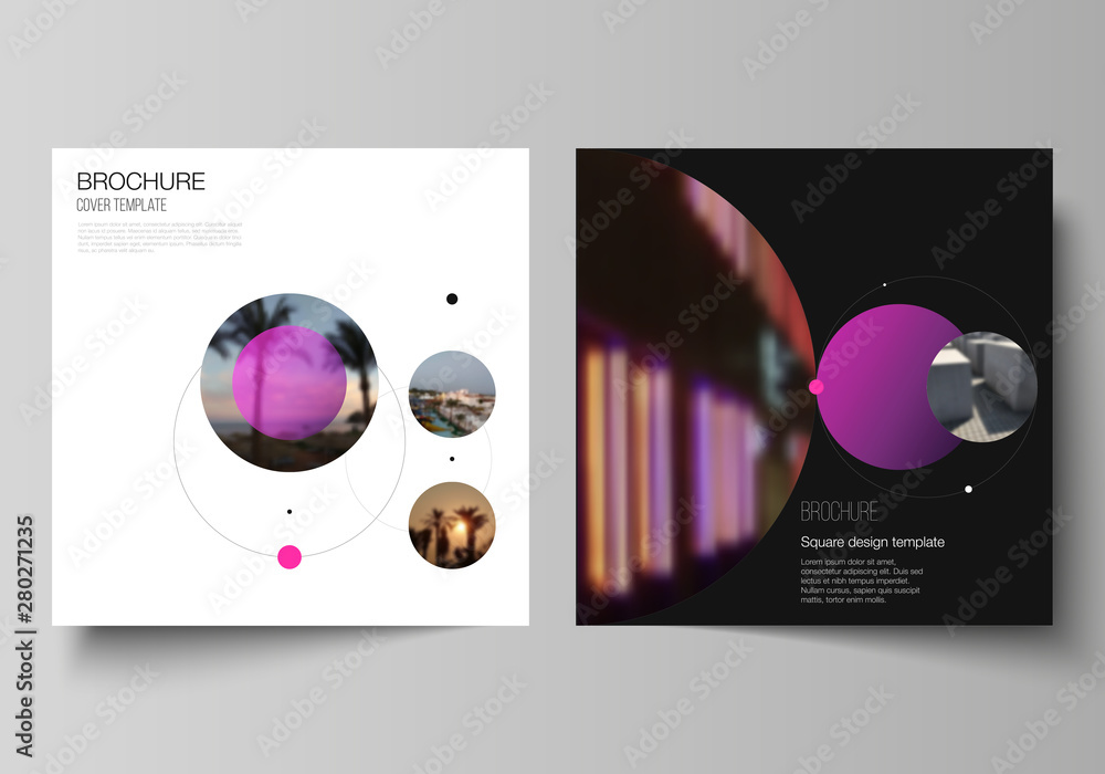 Poster vector layout of two square format covers design templates for brochure, flyer, magazine.simple desi