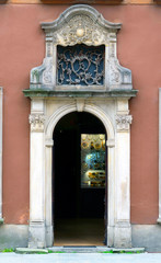 Stone bas-reliefs on the walls of Gdansk
